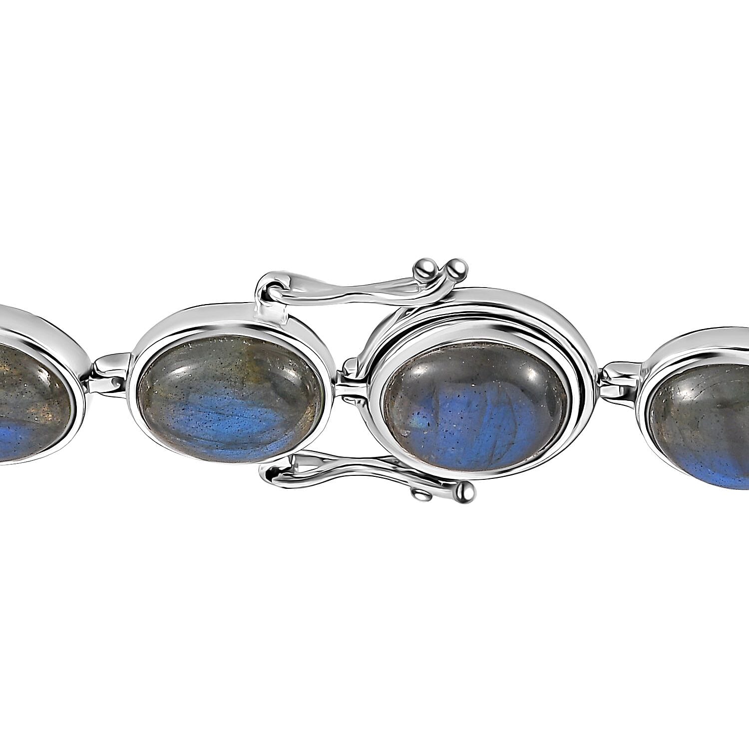 Malagasy Labradorite Bracelet in Platinum Over Sterling Silver (6.50 In) 40.60 ctw