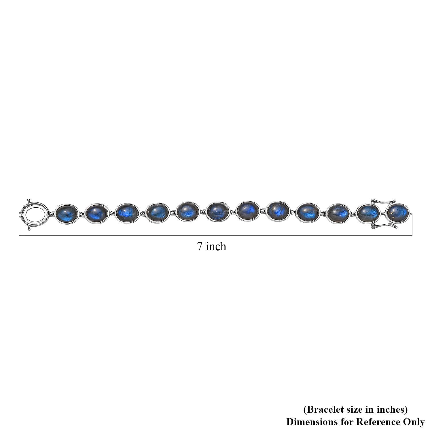 Malagasy Labradorite Bracelet in Platinum Over Sterling Silver (6.50 In) 40.60 ctw