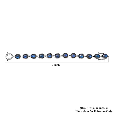 Malagasy Labradorite Bracelet in Platinum Over Sterling Silver (6.50 In) 40.60 ctw