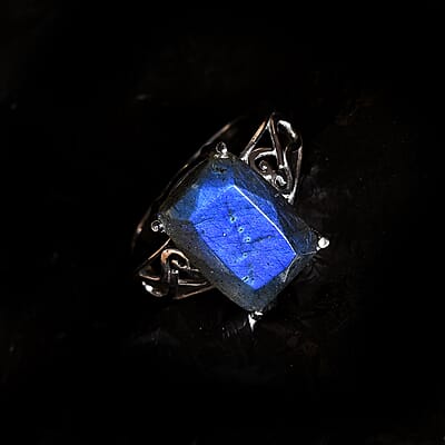 Malagasy Labradorite Solitaire Ring in Stainless Steel (Size 10.0) 4.90 ctw