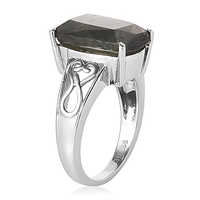 Malagasy Labradorite Solitaire Ring in Stainless Steel (Size 10.0) 4.90 ctw