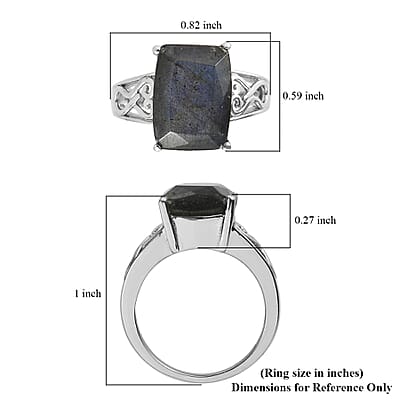 Malagasy Labradorite Solitaire Ring in Stainless Steel (Size 10.0) 4.90 ctw