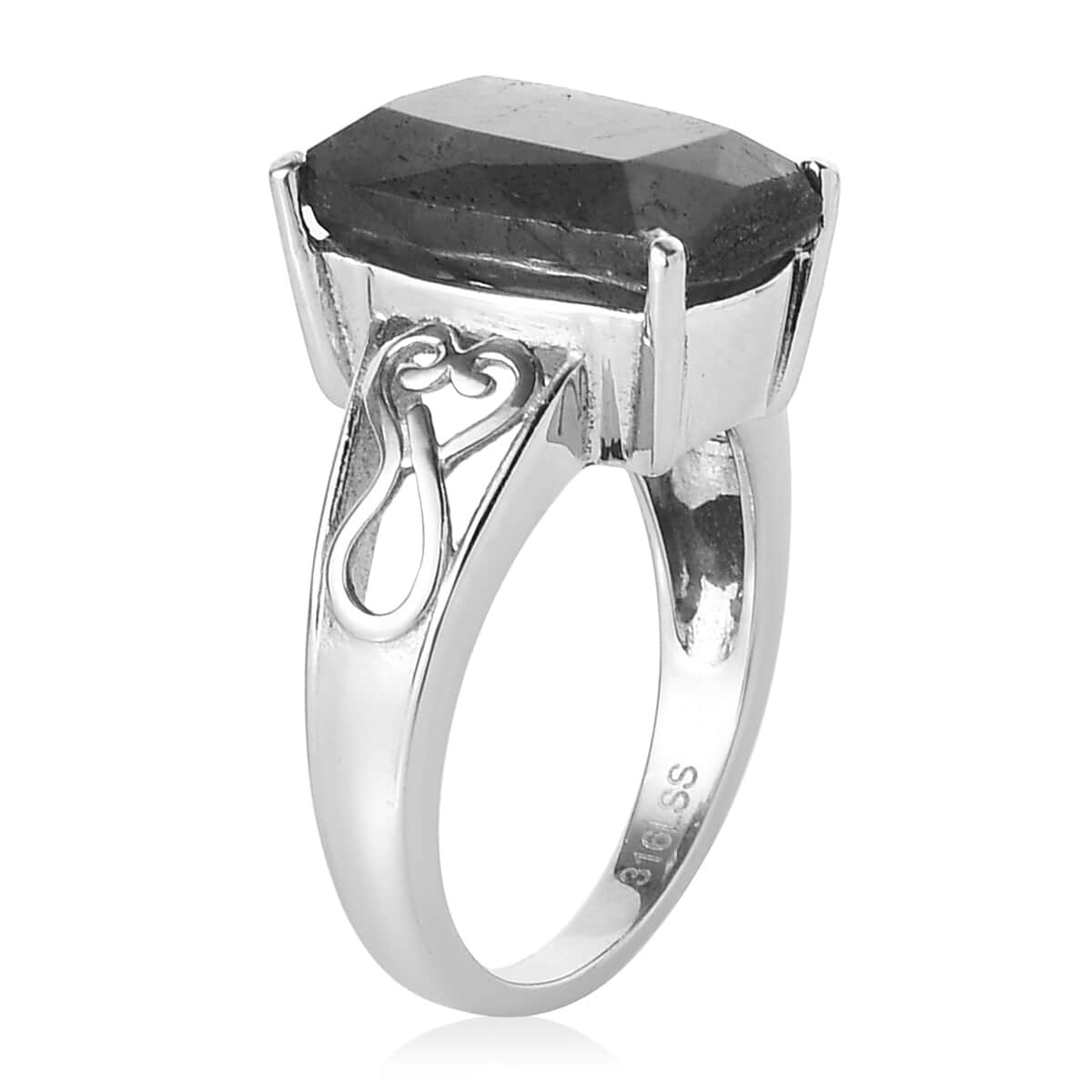 Malagasy Labradorite Solitaire Ring in Stainless Steel (Size 5.0) 4.90 ctw image number 4