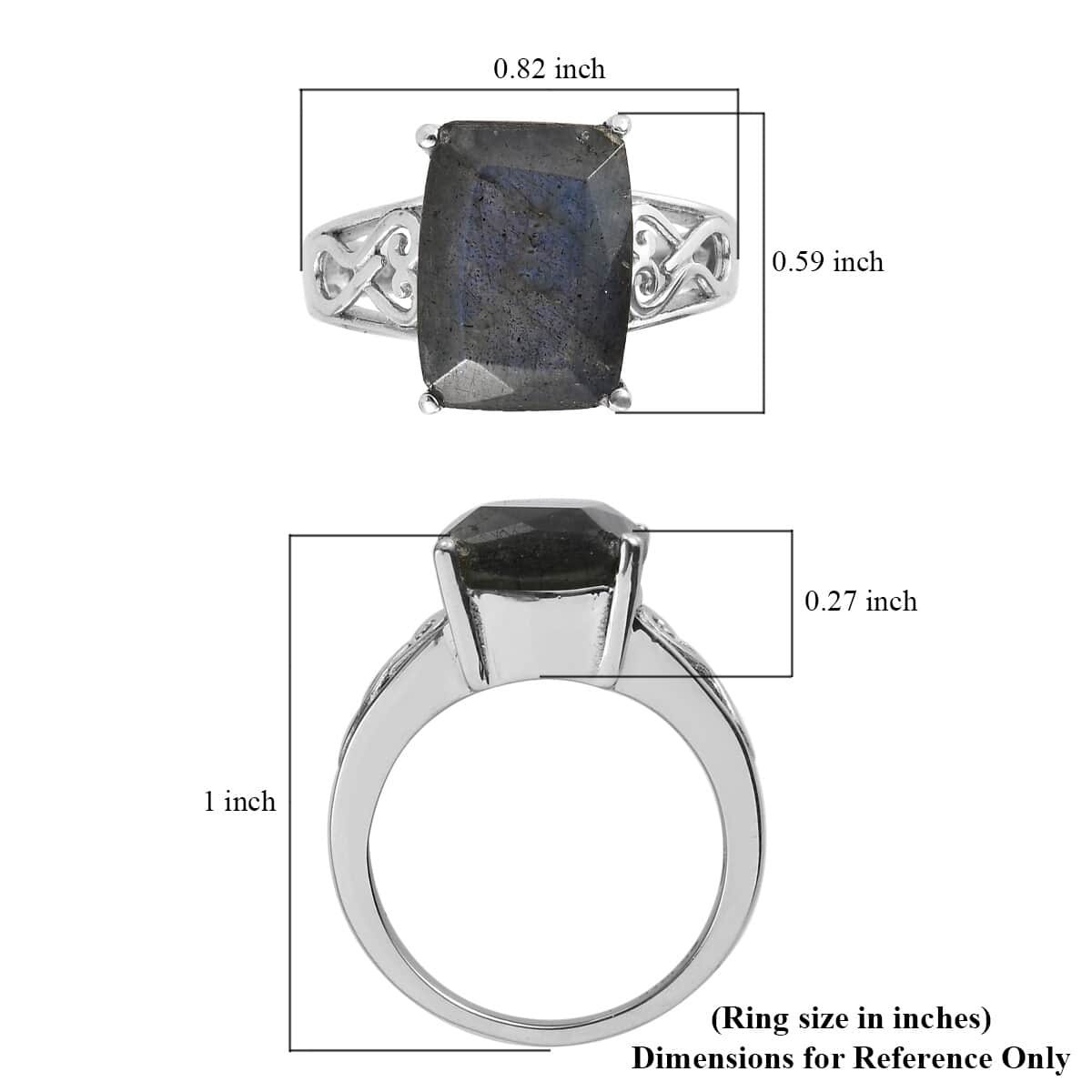Malagasy Labradorite Solitaire Ring in Stainless Steel (Size 5.0) 4.90 ctw image number 6