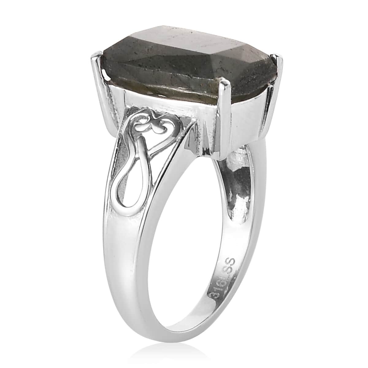 Malagasy Labradorite Solitaire Ring in Stainless Steel (Size 6.0) 4.90 ctw image number 4