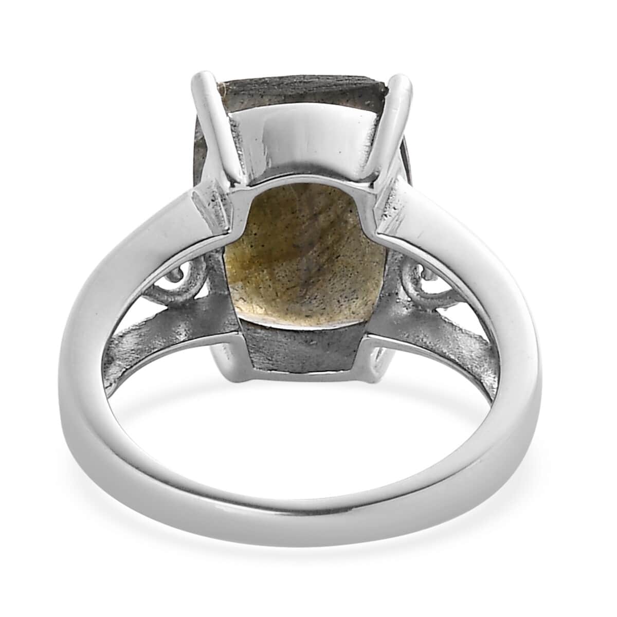 Malagasy Labradorite Solitaire Ring in Stainless Steel (Size 6.0) 4.90 ctw image number 5