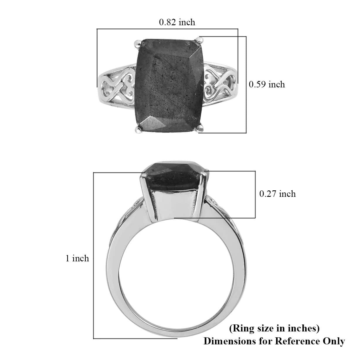 Malagasy Labradorite Solitaire Ring in Stainless Steel (Size 6.0) 4.90 ctw image number 6