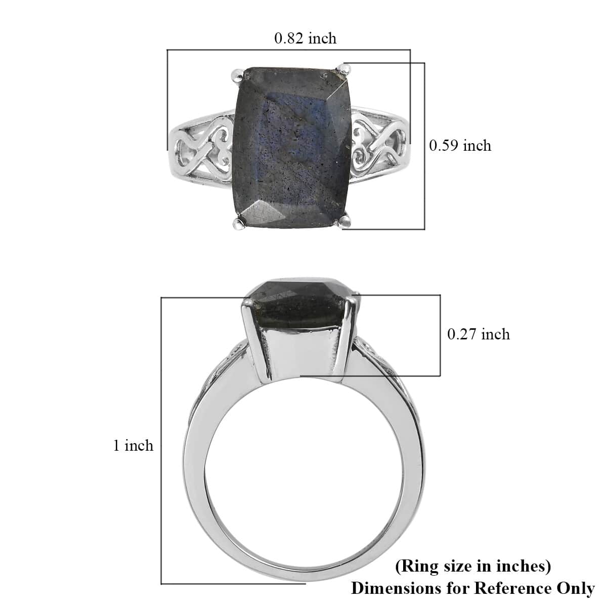 Malagasy Labradorite Solitaire Ring in Stainless Steel (Size 7.0) 4.90 ctw image number 6