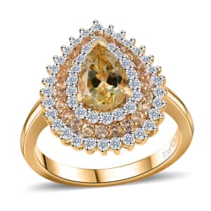 Golden Imperial Topaz and Moissanite Cocktail Ring in Vermeil Yellow Gold Over Sterling Silver (Size 6.0) 2.80 ctw
