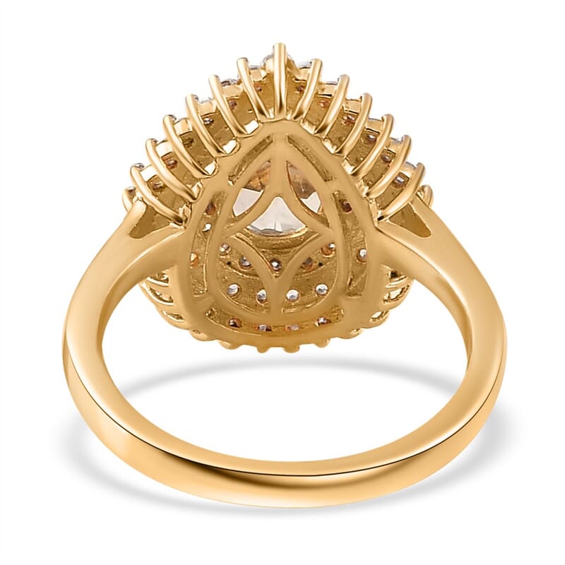 Golden Imperial Topaz and Moissanite Cocktail Ring in Vermeil Yellow Gold Over Sterling Silver (Size 6.0) 2.80 ctw