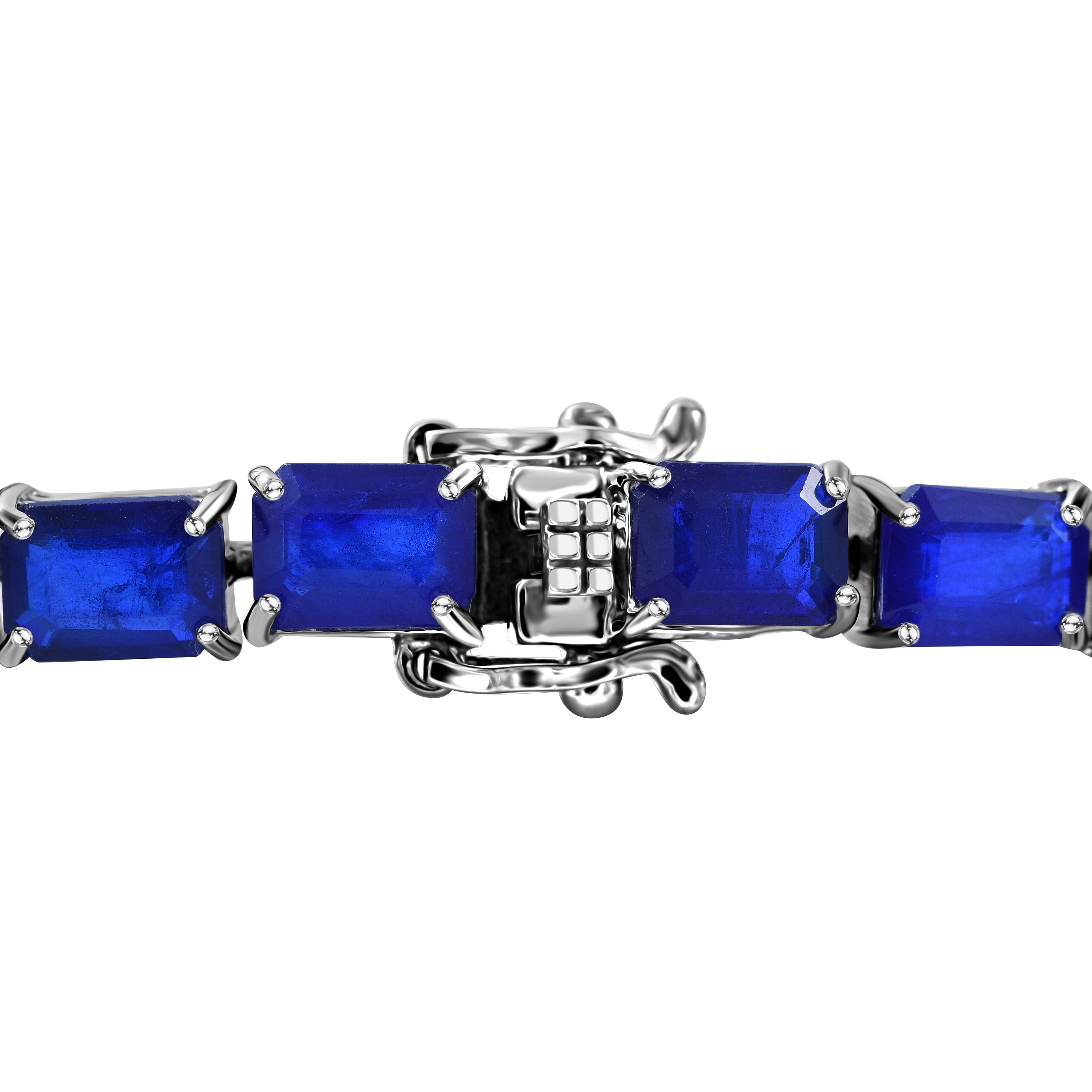 Vietnamese Cobalt Blue Spinel (DF) Tennis Bracelet in Platinum Over Sterling Silver (6.50 In) 23.50 ctw