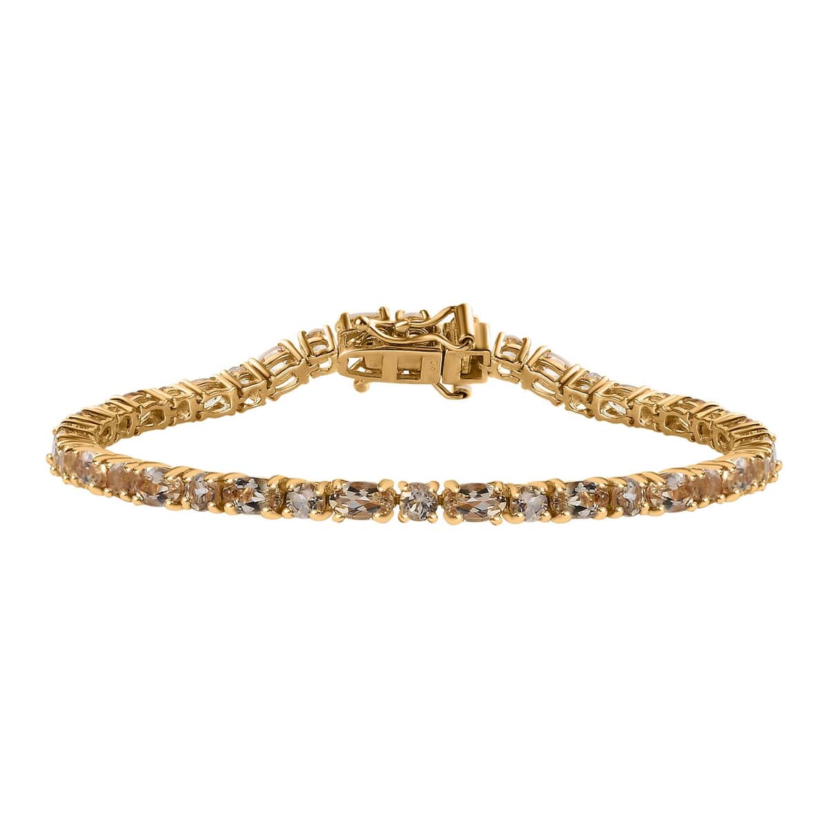AAA Golden Imperial Topaz Tennis Bracelet in Vermeil Yellow Gold Over Sterling Silver (6.50 In) 8.70 ctw image number 0