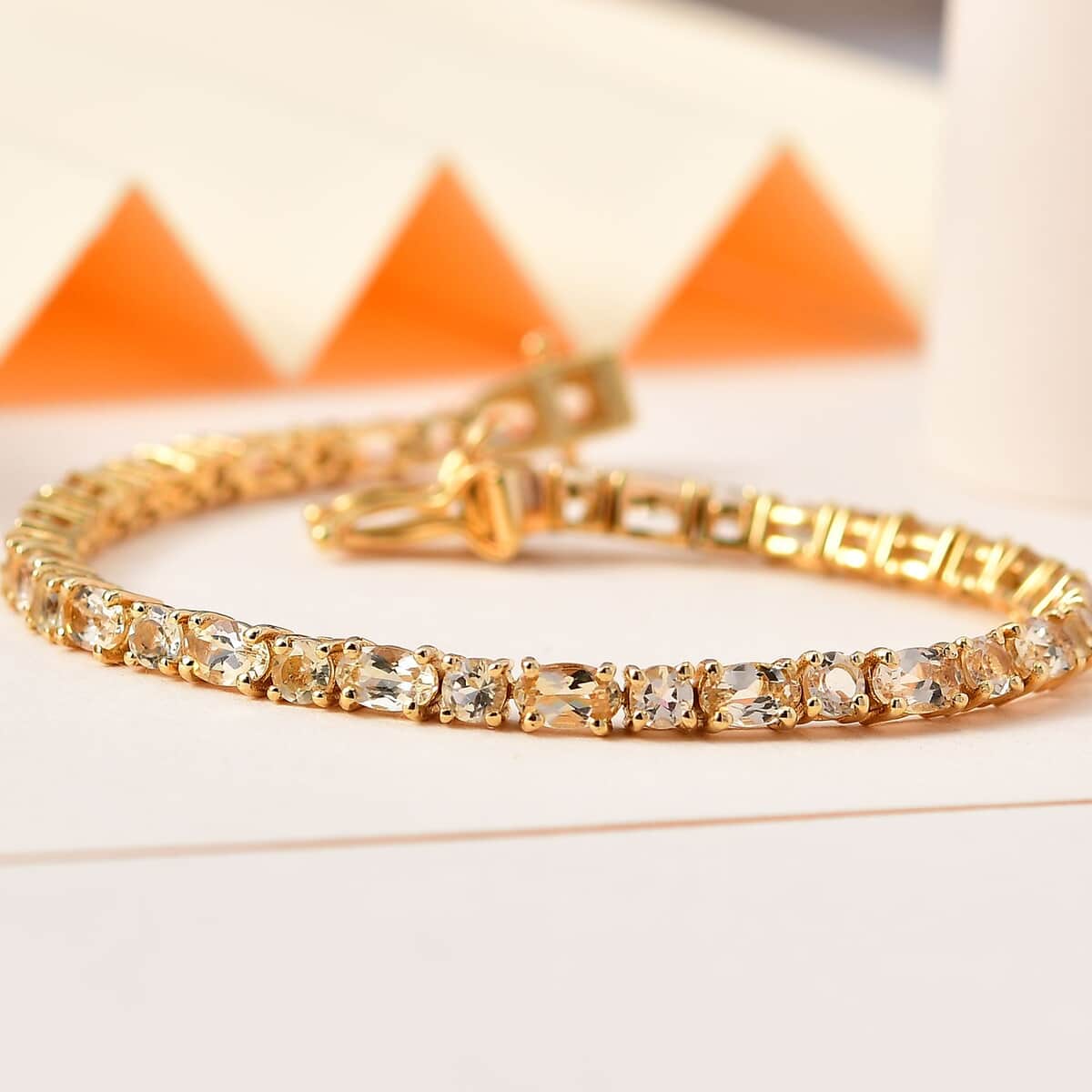 AAA Golden Imperial Topaz Tennis Bracelet in Vermeil Yellow Gold Over Sterling Silver (6.50 In) 8.70 ctw image number 1