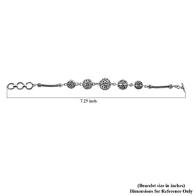 Bali Legacy Round Filigree Frangipani Floral Toggle Clasp Bracelet in Sterling Silver (6.50-8.0In) 18.30 Grams