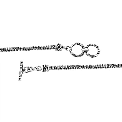 Bali Legacy Oval Filigree Floral Toggle Clasp Necklace in Sterling Silver 29.70 Grams 20 Inches