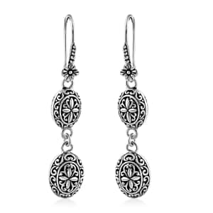 Bali Legacy Oval Filigree Floral Earrings in Sterling Silver 8.10 Grams