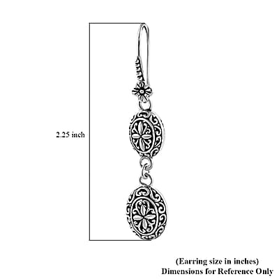 Bali Legacy Oval Filigree Floral Earrings in Sterling Silver 8.10 Grams