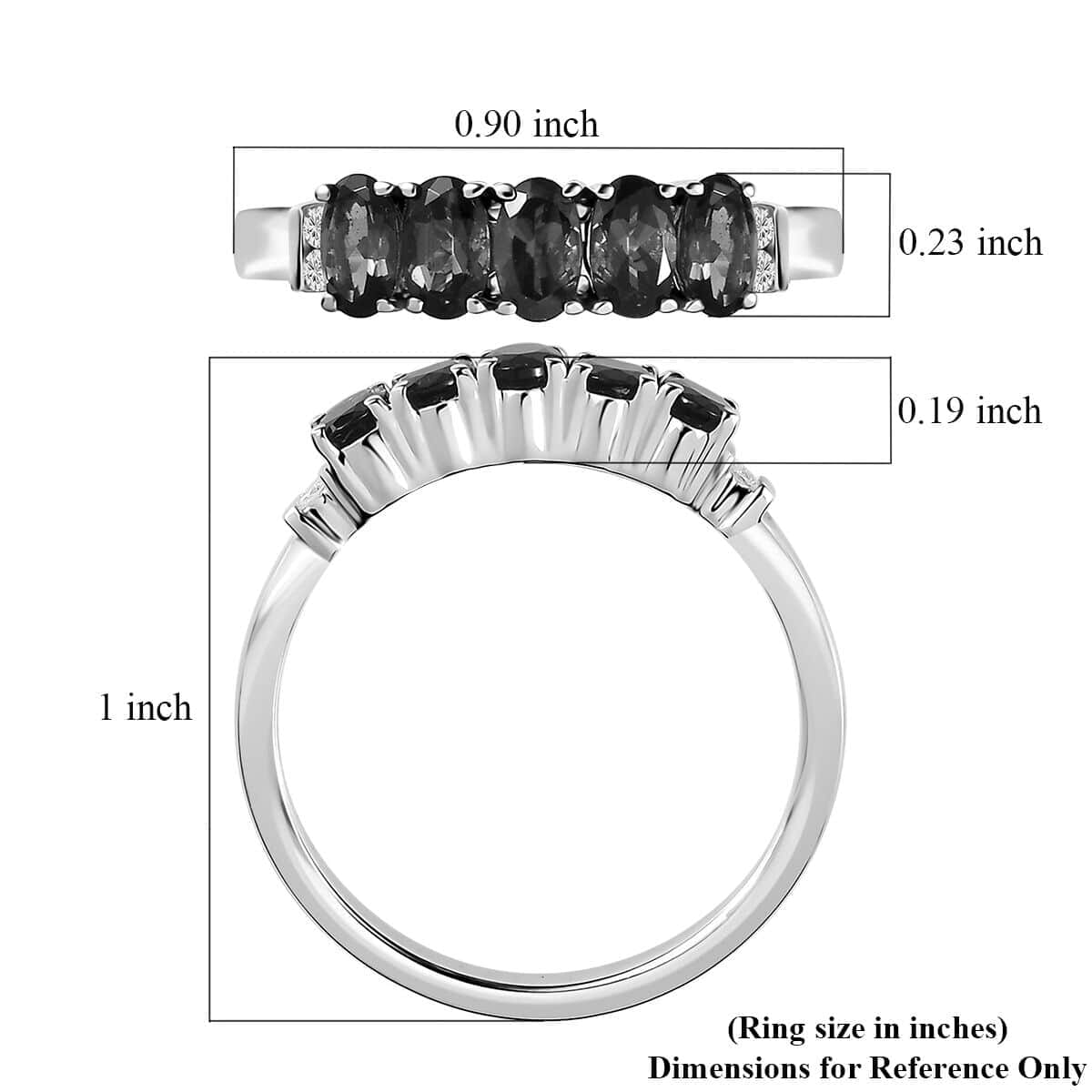 Luxoro 14K White Gold AAA Monte Belo Indicolite and G-H I2 Diamond 5 Stone Ring (Size 9.5) 1.35 ctw image number 5