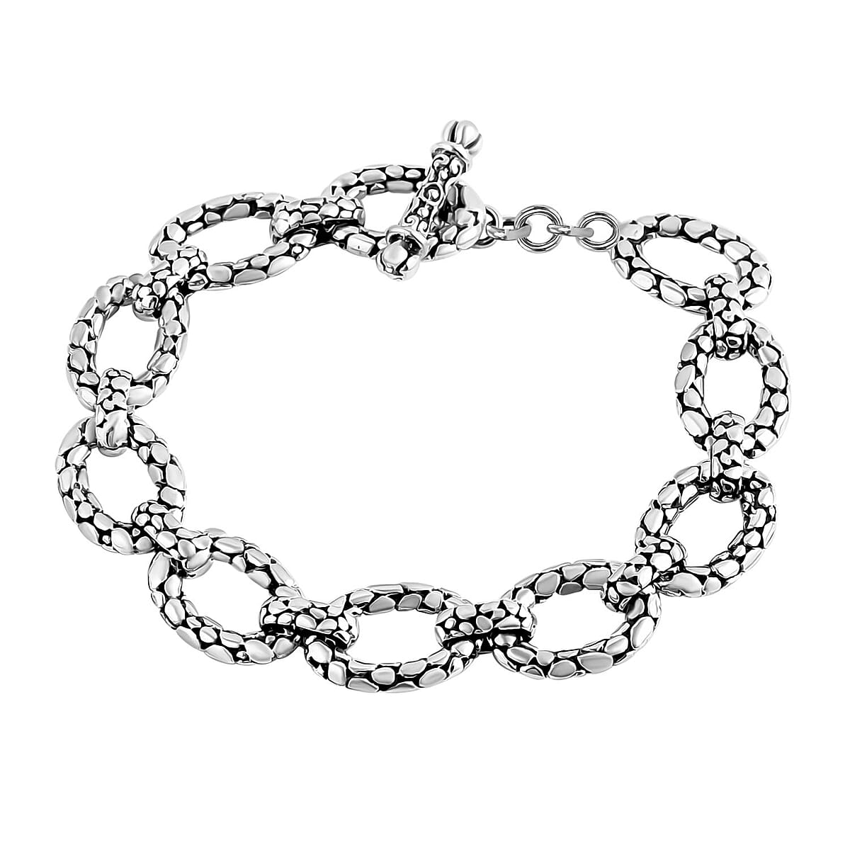Bali Legacy Sterling Silver Pebble Oval Bracelet (6.50 In) 17.29 Grams image number 0