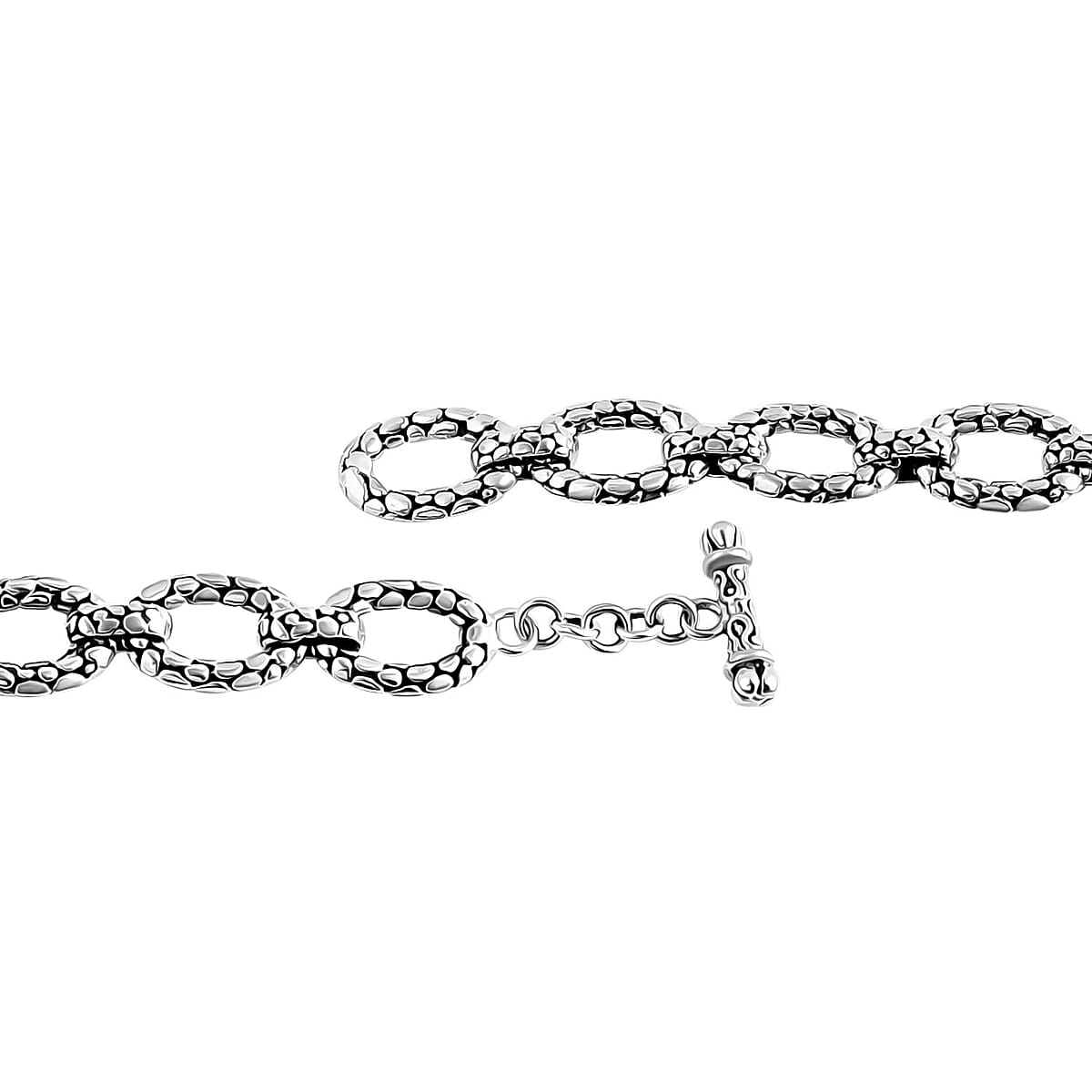 Bali Legacy Sterling Silver Pebble Oval Bracelet (6.50 In) 17.29 Grams image number 3