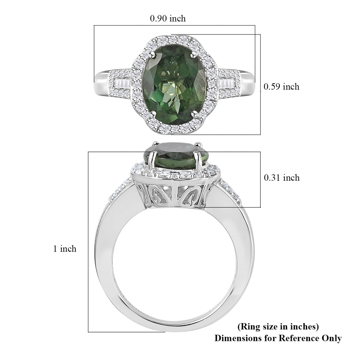 Luxoro 10K White Gold AAA Tanzania Natural Green Apatite and G-H I2 Diamond Ring (Size 5.0) 5.35 Grams 4.10 ctw image number 5