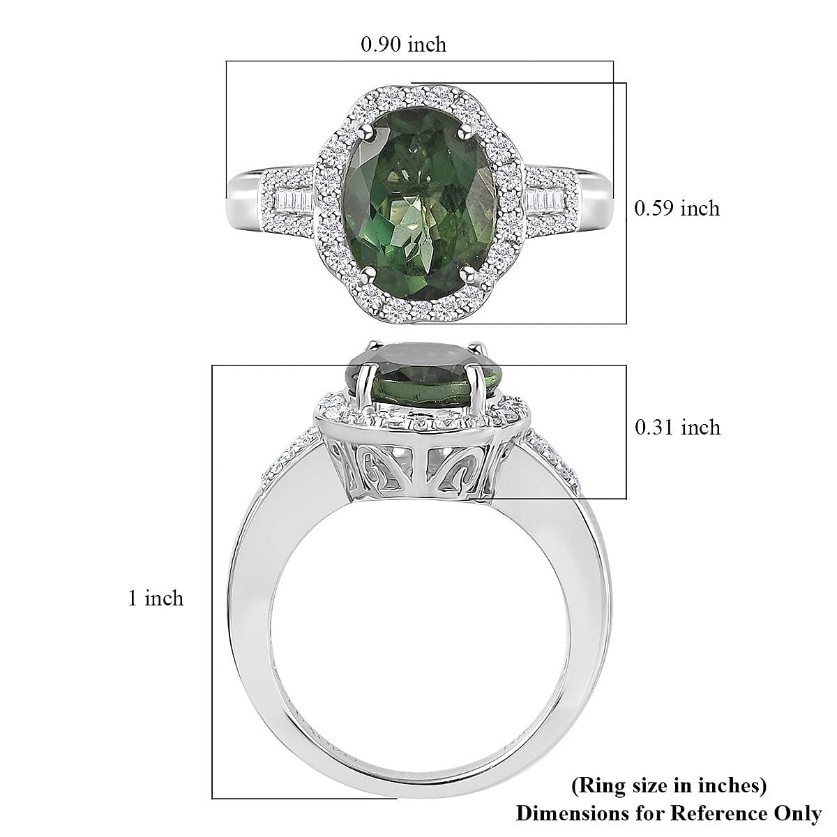 Luxoro 10K White Gold AAA Tanzania Natural Green Apatite and G-H I2 Diamond Ring (Size 8.0) 5.35 Grams 4.10 ctw (Del in 10-12 Days) image number 5
