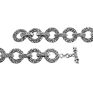 Bali Legacy Sterling Silver Frangipani Round Bracelet (6.50 Inches) (22.37 Grams)