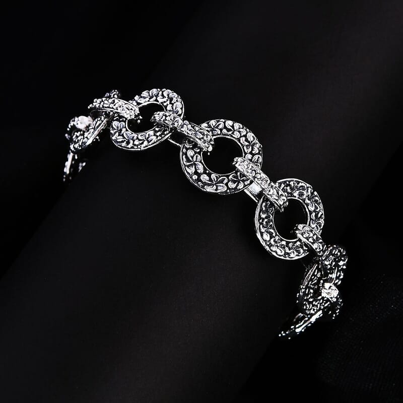 Bali Legacy Sterling Silver Frangipani Round Bracelet (7.25 Inches) (24.57 Grams)
