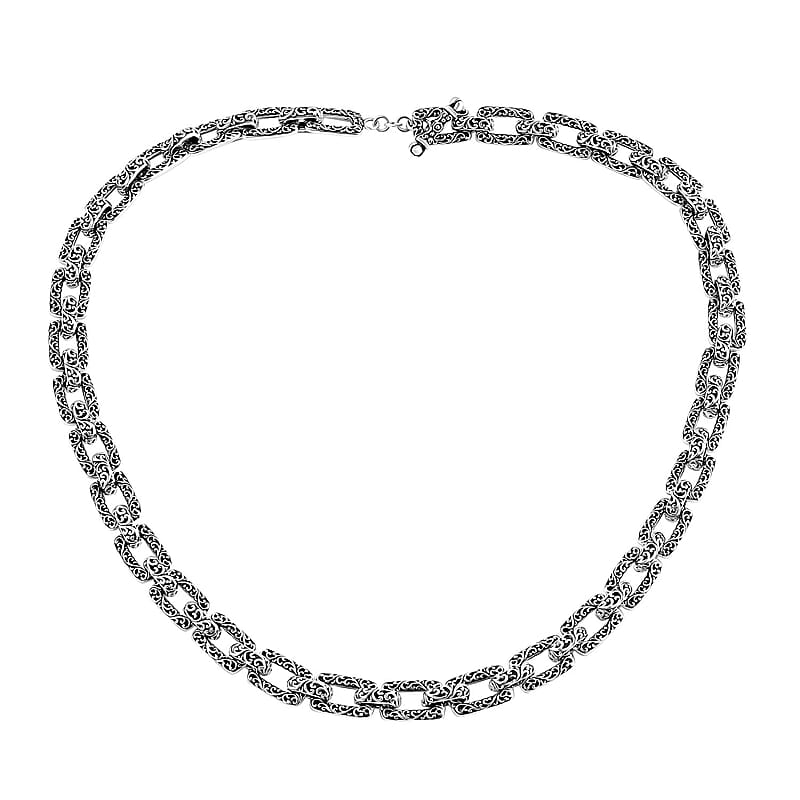 Bali Legacy Sterling Silver Filigree Cushion Necklace 20 Inches 59.72 Grams