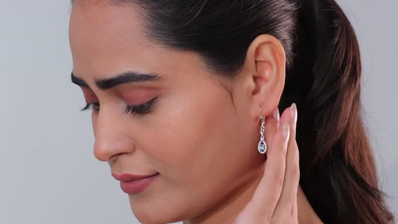 Santa Maria Aquamarine and White Zircon Lever Back Earrings in Platinum Over Sterling Silver 0.85 ctw