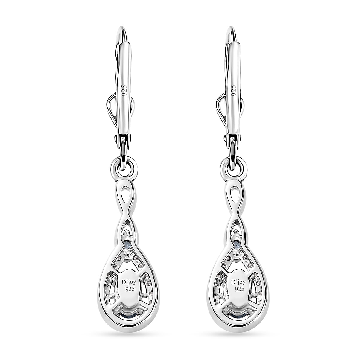 Santa Maria Aquamarine and White Zircon Lever Back Earrings in Platinum Over Sterling Silver 0.85 ctw
