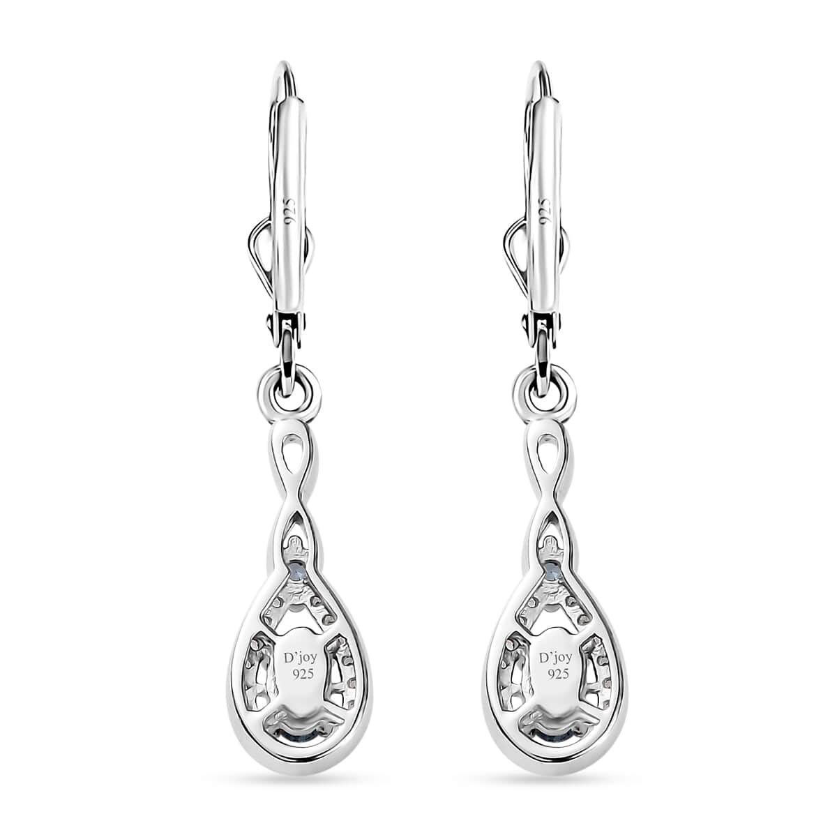 Santa Maria Aquamarine and White Zircon Lever Back Earrings in Platinum Over Sterling Silver 0.85 ctw image number 4