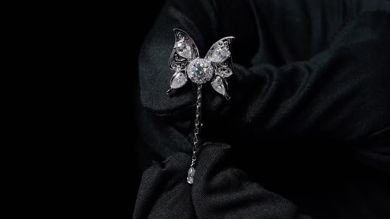 Moissanite Butterfly Pendant in Rhodium Over Sterling Silver 1.90 ctw