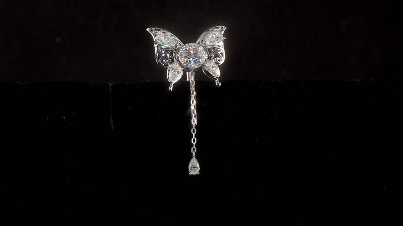 Moissanite Butterfly Pendant in Rhodium Over Sterling Silver 1.90 ctw