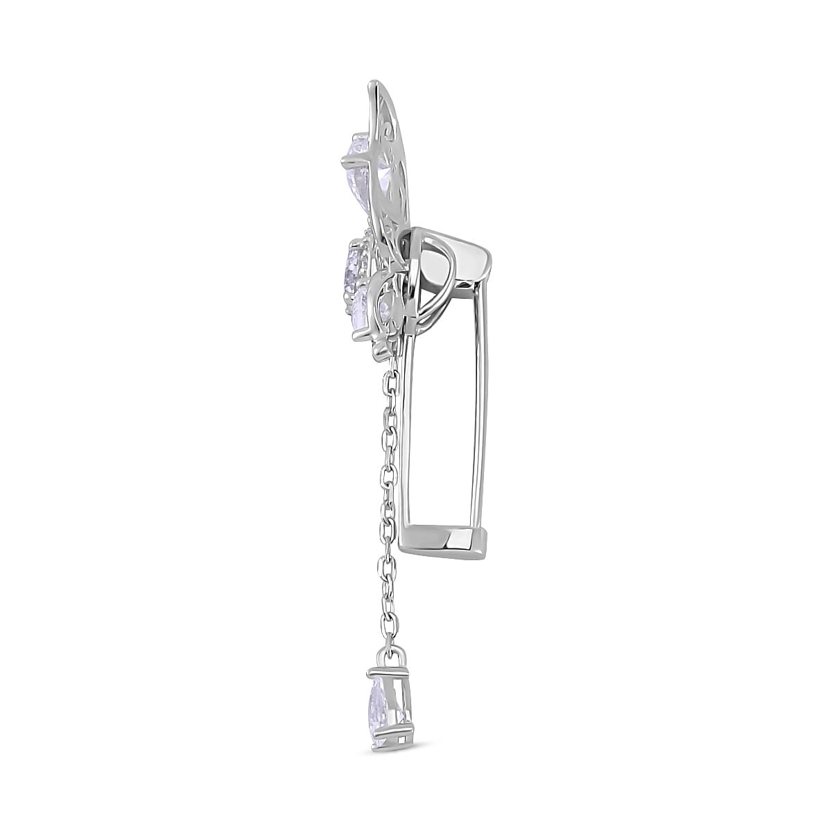 Moissanite Butterfly Pendant or Brooch in Rhodium Over Sterling Silver 1.90 ctw