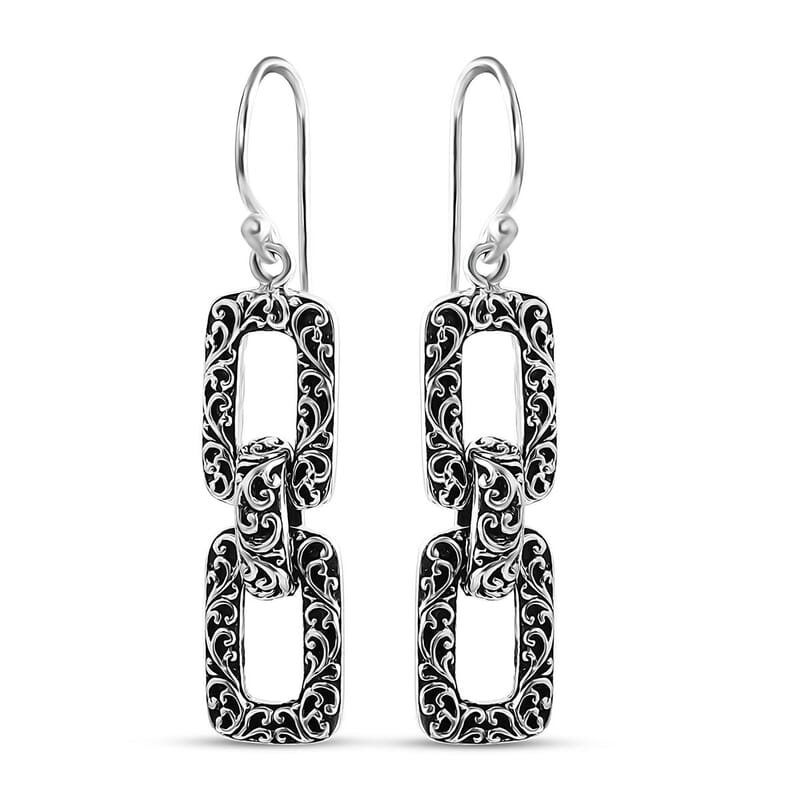 Bali Legacy Sterling Silver Filigree Cushion Earrings 7.65 Grams