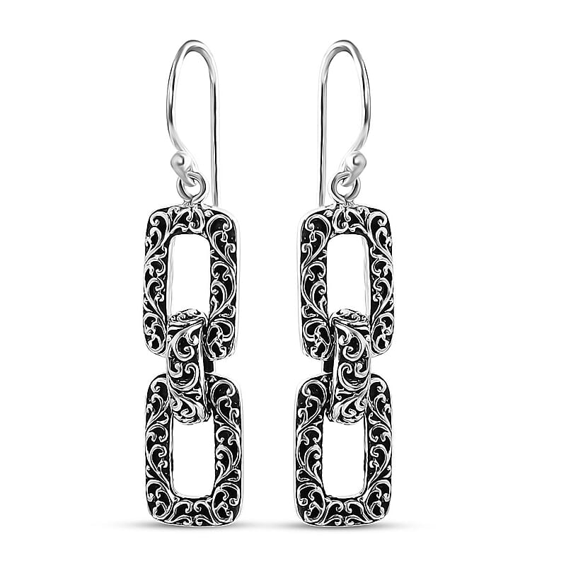 Bali Legacy Sterling Silver Filigree Cushion Earrings 7.65 Grams