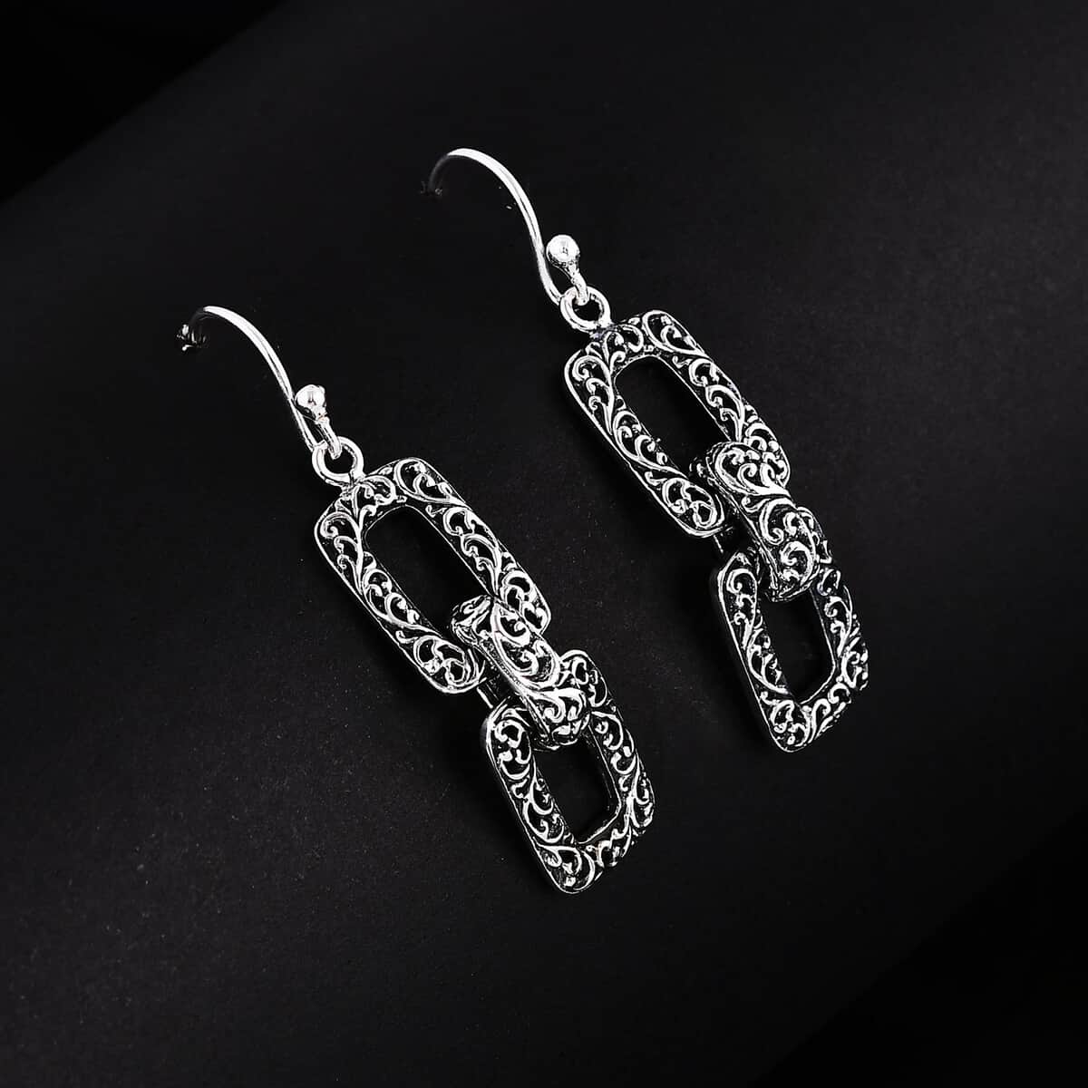 Bali Legacy Sterling Silver Filigree Cushion Earrings 7.65 Grams image number 1