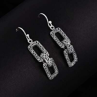 Bali Legacy Sterling Silver Filigree Cushion Earrings 7.65 Grams