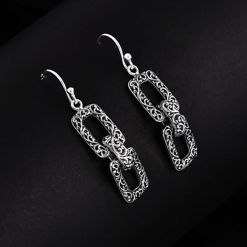 Bali Legacy Sterling Silver Filigree Cushion Earrings 7.65 Grams
