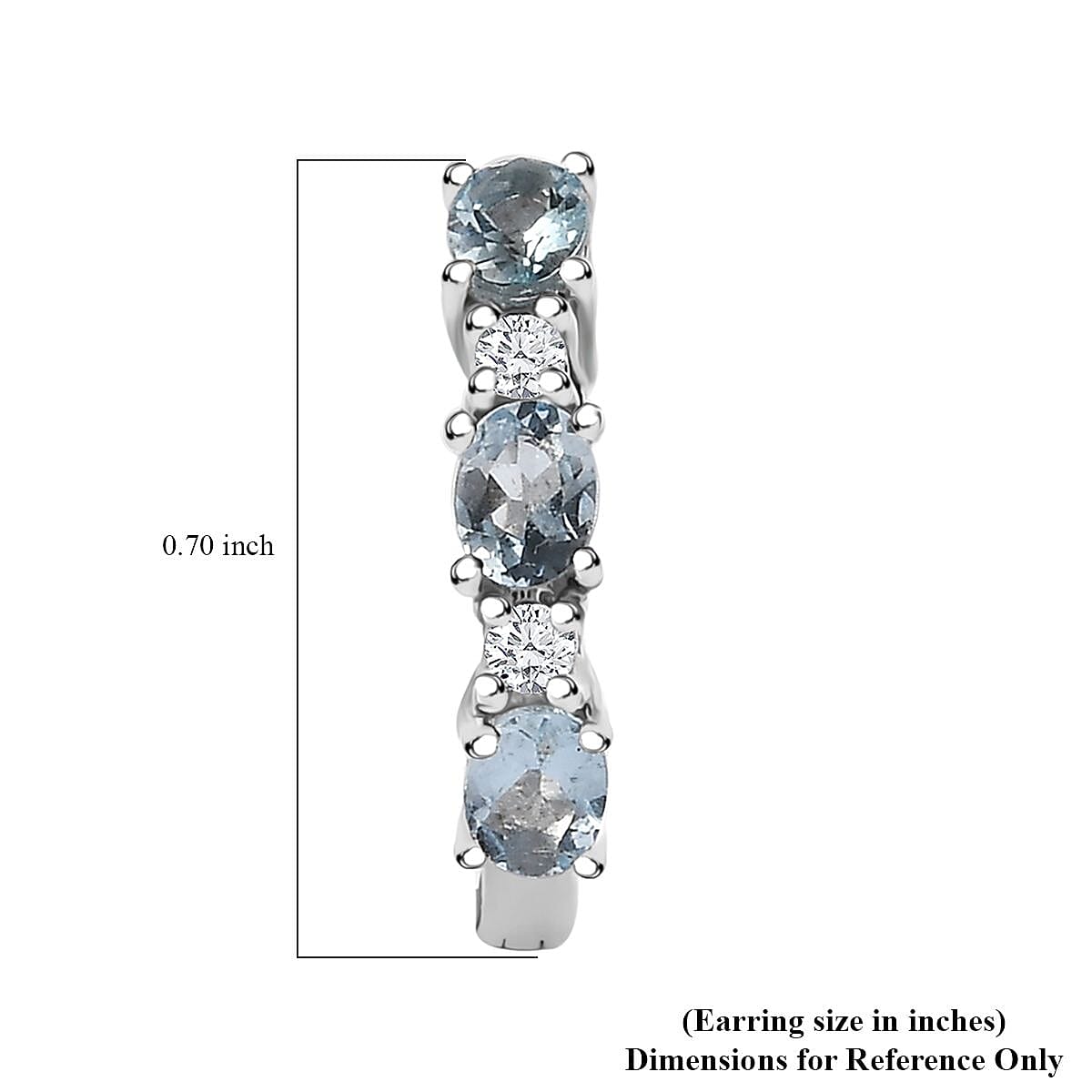 Santa Maria Aquamarine and Moissanite Hoop Earrings in Platinum Over Sterling Silver 1.10 ctw