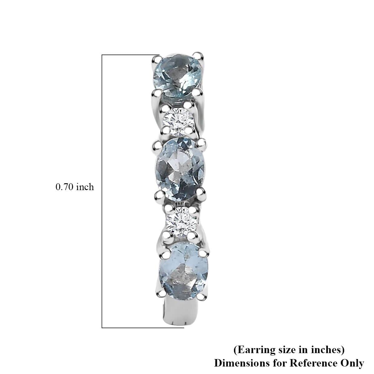 Santa Maria Aquamarine and Moissanite Hoop Earrings in Platinum Over Sterling Silver 1.10 ctw image number 4