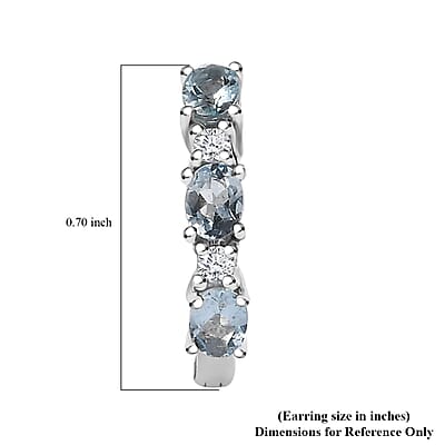 Santa Maria Aquamarine and Moissanite Hoop Earrings in Platinum Over Sterling Silver 1.10 ctw