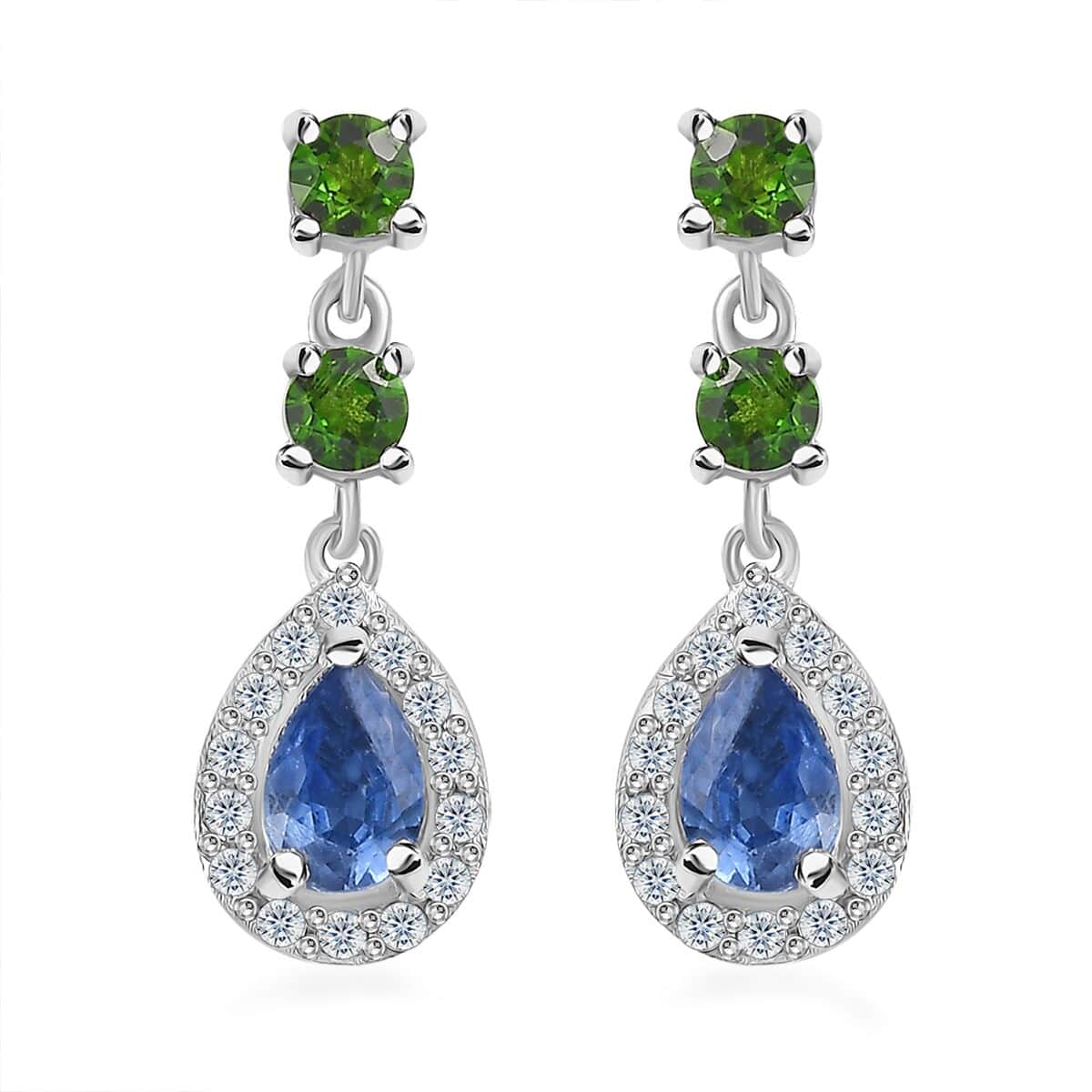 Kashmir Kyanite and Multi Gemstone Earrings in Platinum Over Sterling Silver 1.80 ctw image number 0