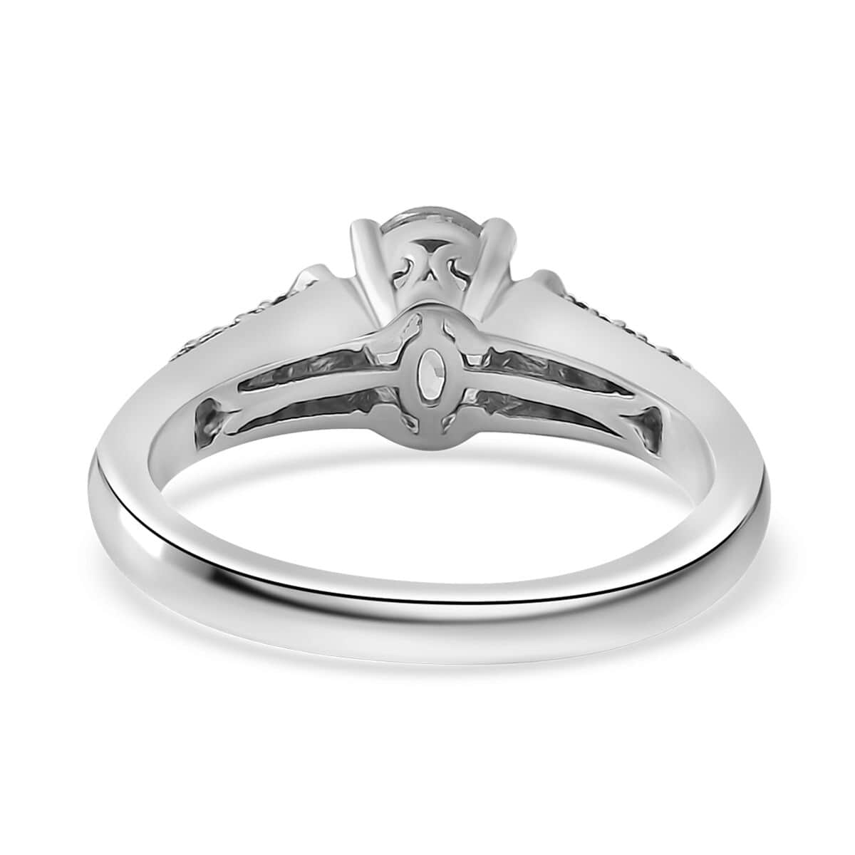 Santa Maria Aquamarine, Natural Champagne and White Diamond Ring in Platinum Over Sterling Silver (Size 10.0) 0.90 ctw image number 4