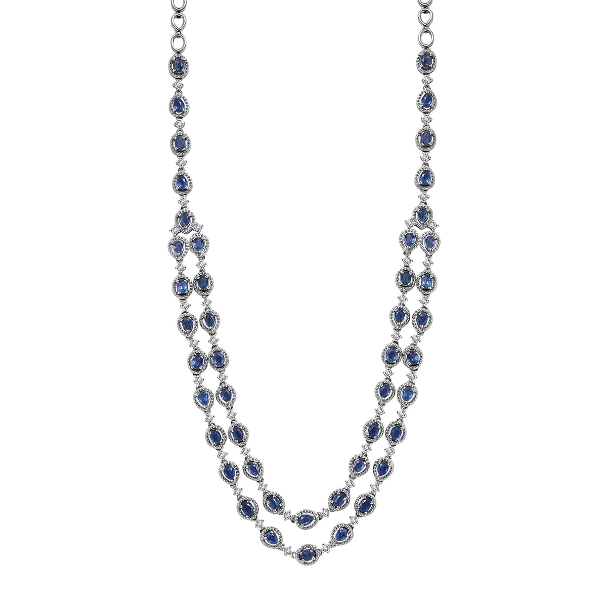 Kashmir Kyanite and White Zircon Necklace 18-20 Inches in Platinum Over Sterling Silver 10.75 ctw image number 0