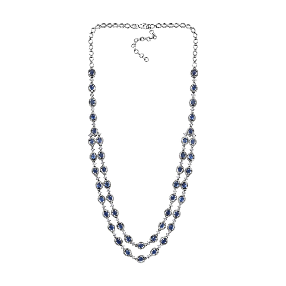 Kashmir Kyanite and White Zircon Necklace 18-20 Inches in Platinum Over Sterling Silver 10.75 ctw image number 3