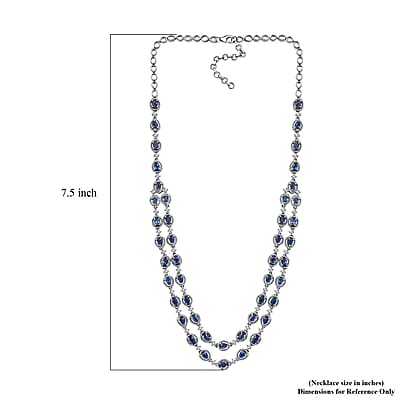 Kashmir Kyanite and White Zircon Necklace 18-20 Inches in Platinum Over Sterling Silver 10.75 ctw