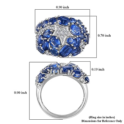 Kashmir Kyanite and White Zircon Shooting Star Ring in Platinum Over Sterling Silver (Size 10.0) 5.60 ctw