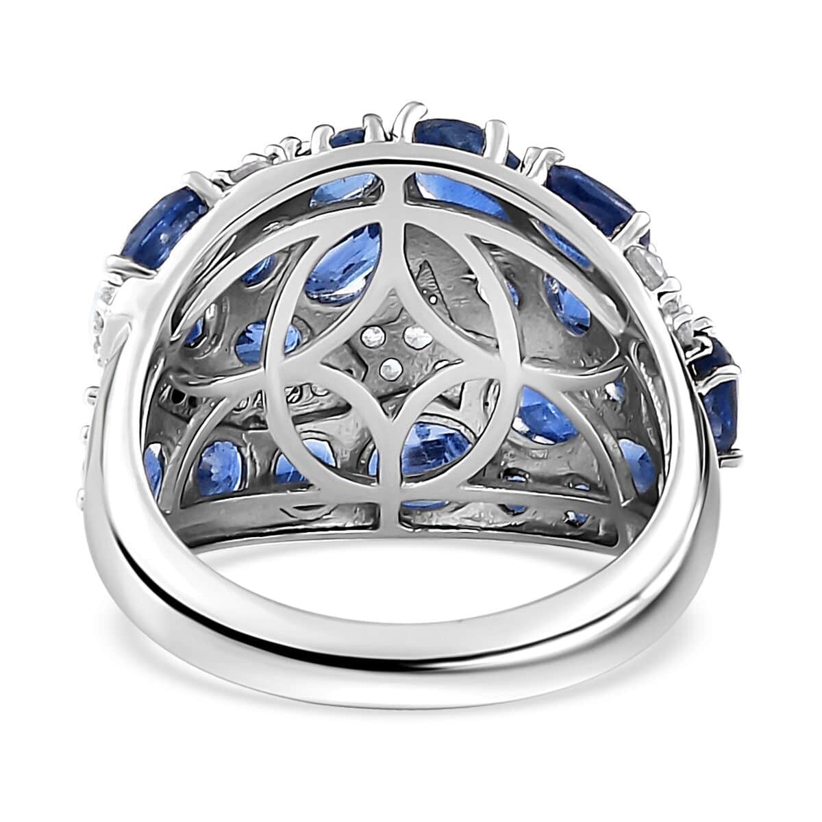 Kashmir Kyanite and White Zircon Shooting Star Ring in Platinum Over Sterling Silver (Size 6.0) 5.60 ctw image number 4